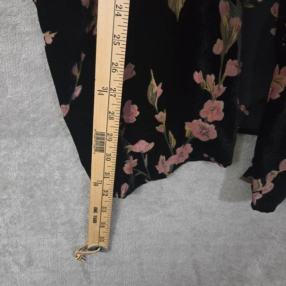 Floral Velvet Burnout Kimono Duster Sheer Boho Fairy Whimsigoth Pink Open Front - Picture 7 of 7